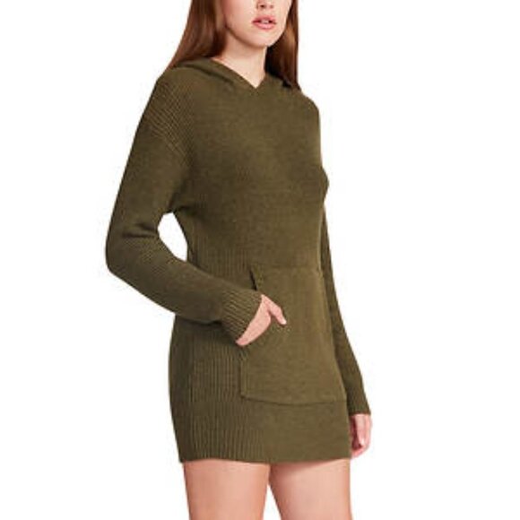 NWT Steve Madden Taylor Hoodie Sweater Dress in Olive Green Size Small - Picture 8 of 13